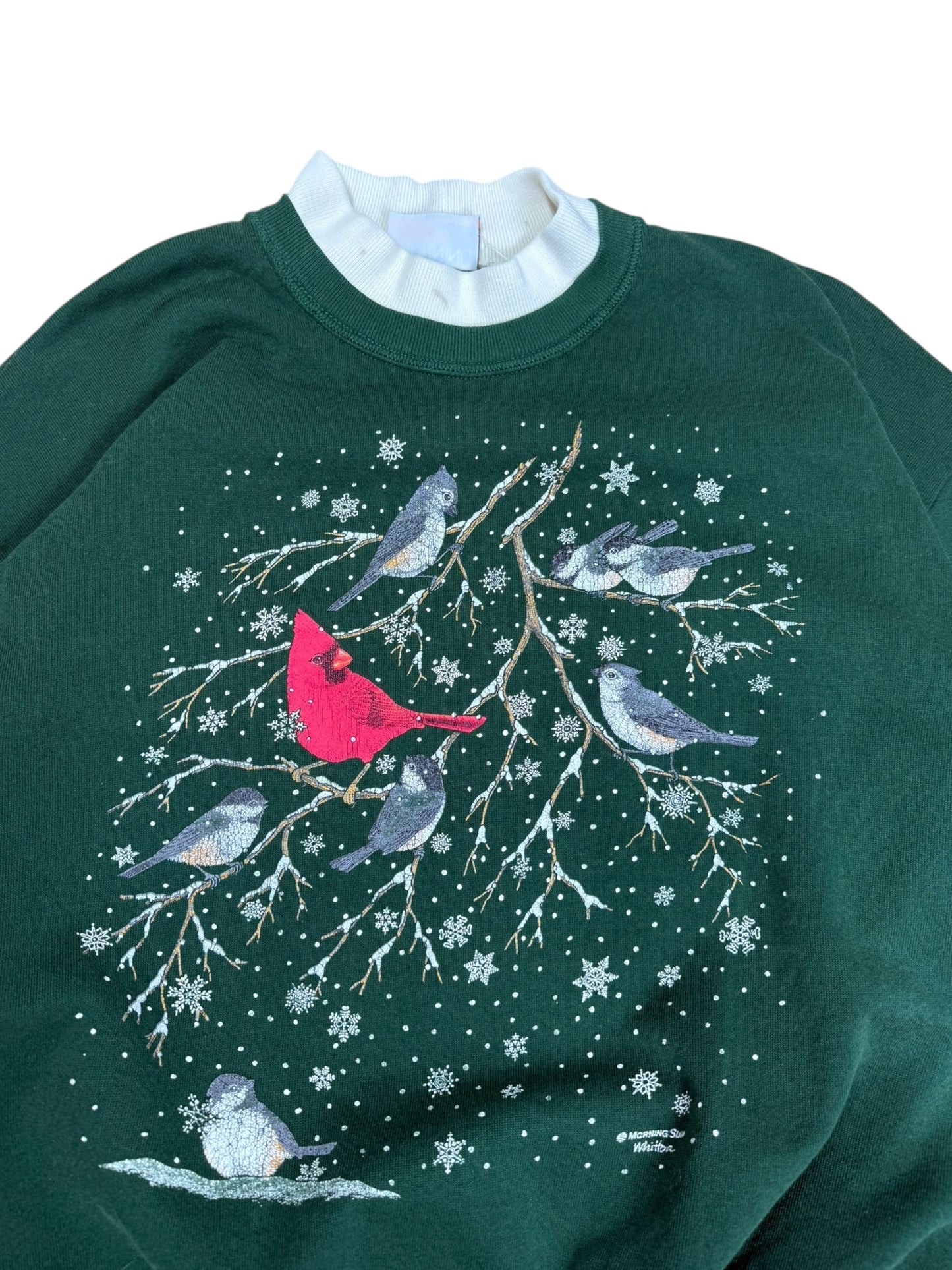 Vintage Morning Sun Cardinals and other Birds Crewneck