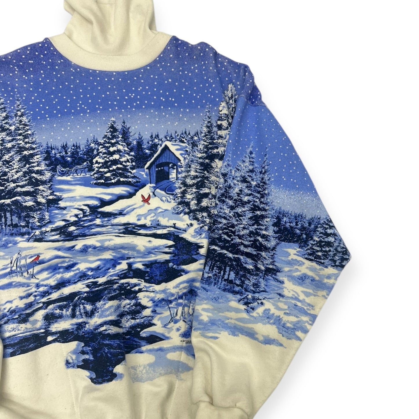 Winter Snow Scenery Turtle Crewneck Size Large