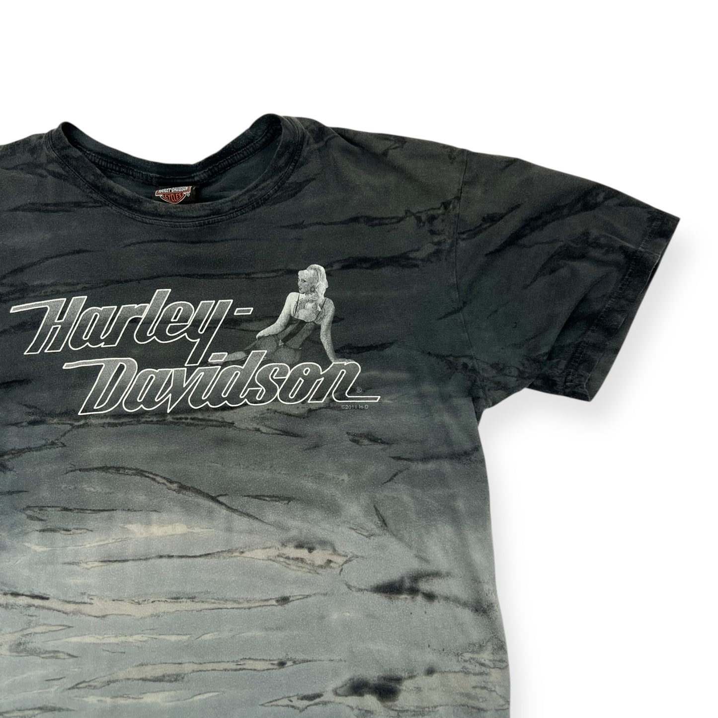 Harley Davidson Black Tie Dye T-Shirt Size Large