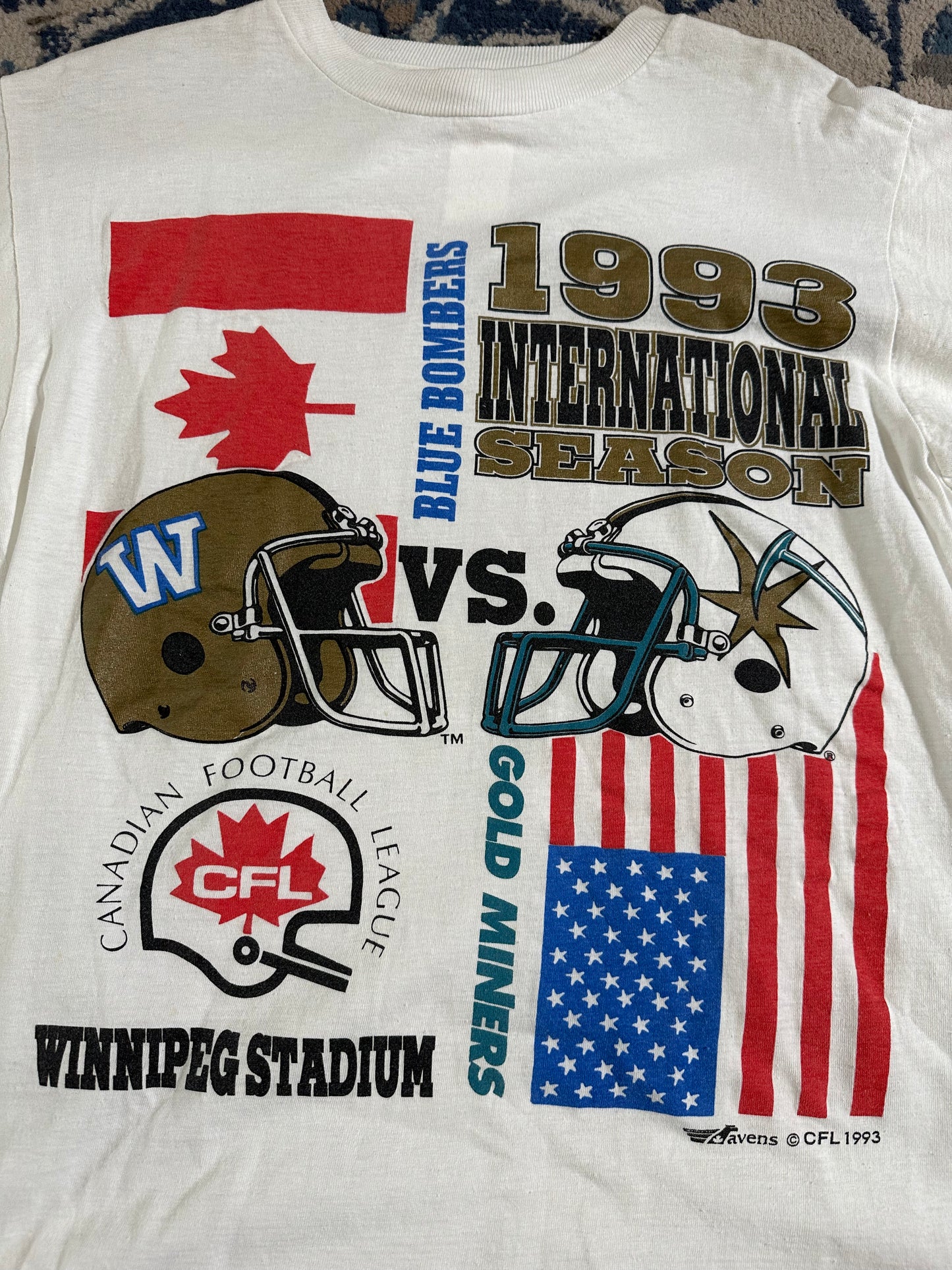 Vintage 1993 International Season Blue Bombers vs Gold Miners T-Shirt