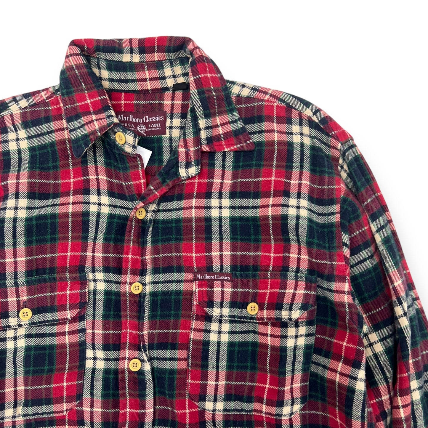 Vintage Marlboro Plaid Button Up Flannel Size Small