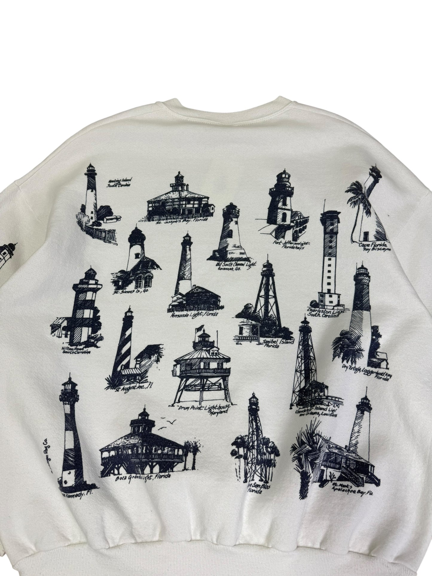 Vintage Sanibel Lighthouse AOP Crewneck (As Is)