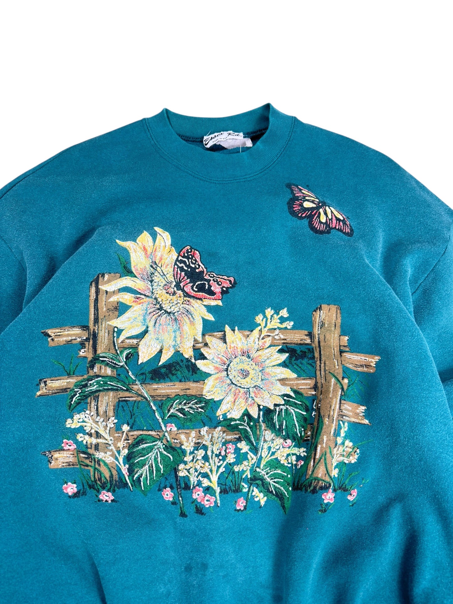 Vintage Sunflower Butterfly Crewneck