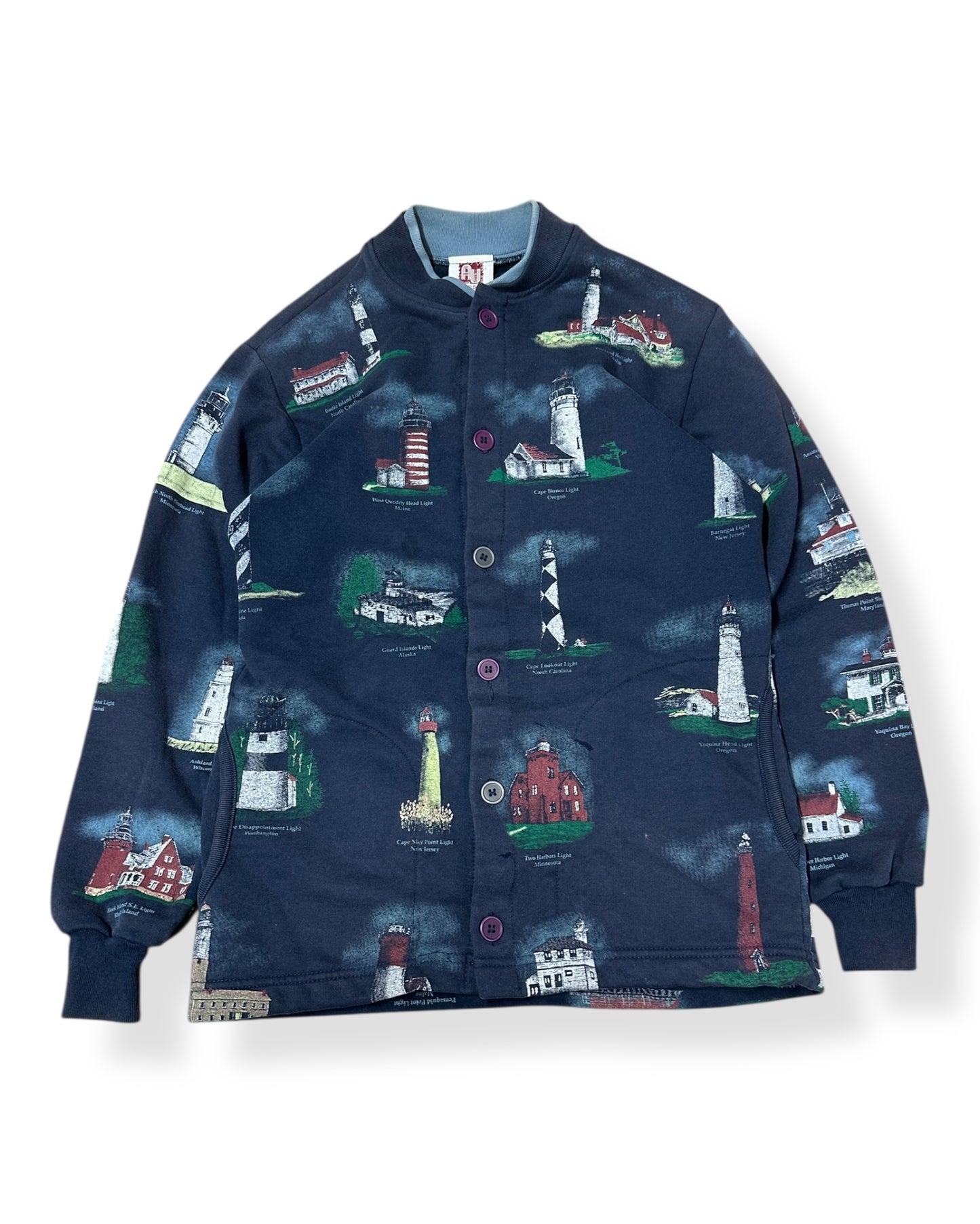 Vintage Lighthouse AOP Cardigan Crewneck