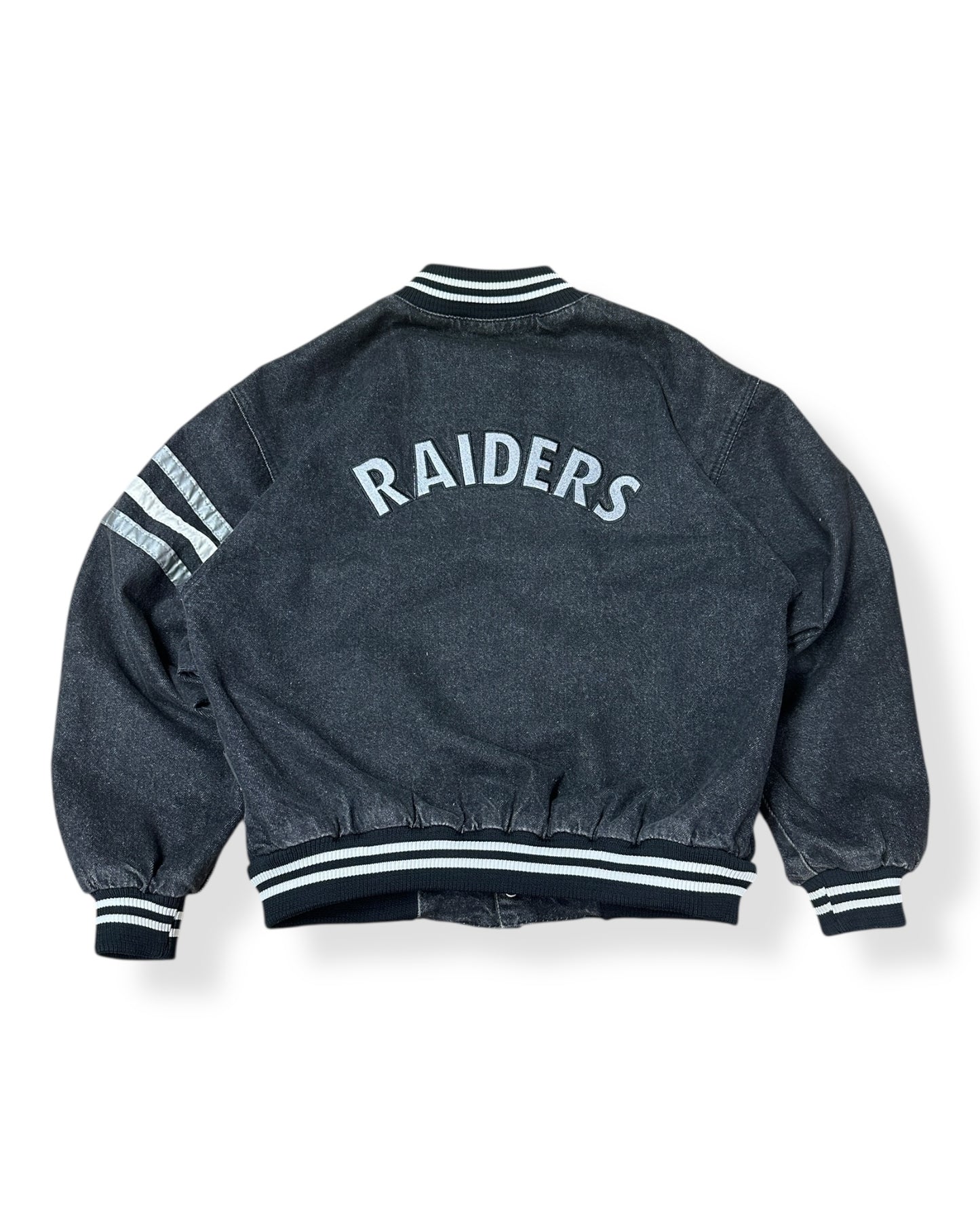 Vintage Raiders Denim Bomber Jacket