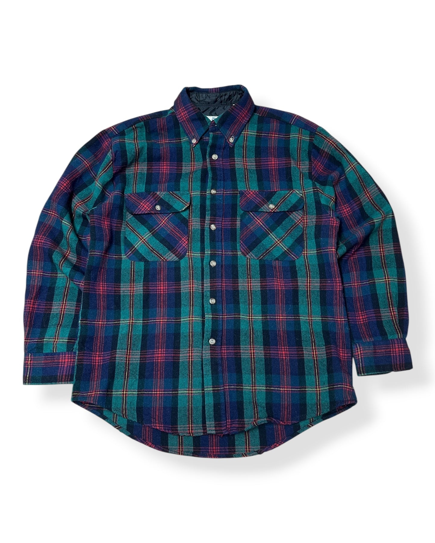 Vintage Rivel Track Plaid Flannel Button Up