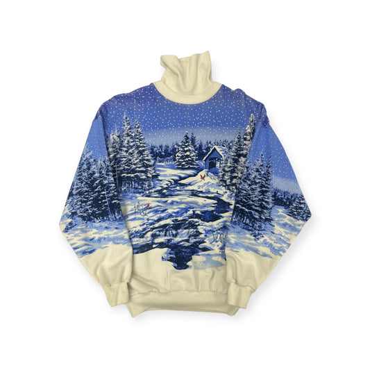 Winter Snow Scenery Turtle Crewneck Size Large