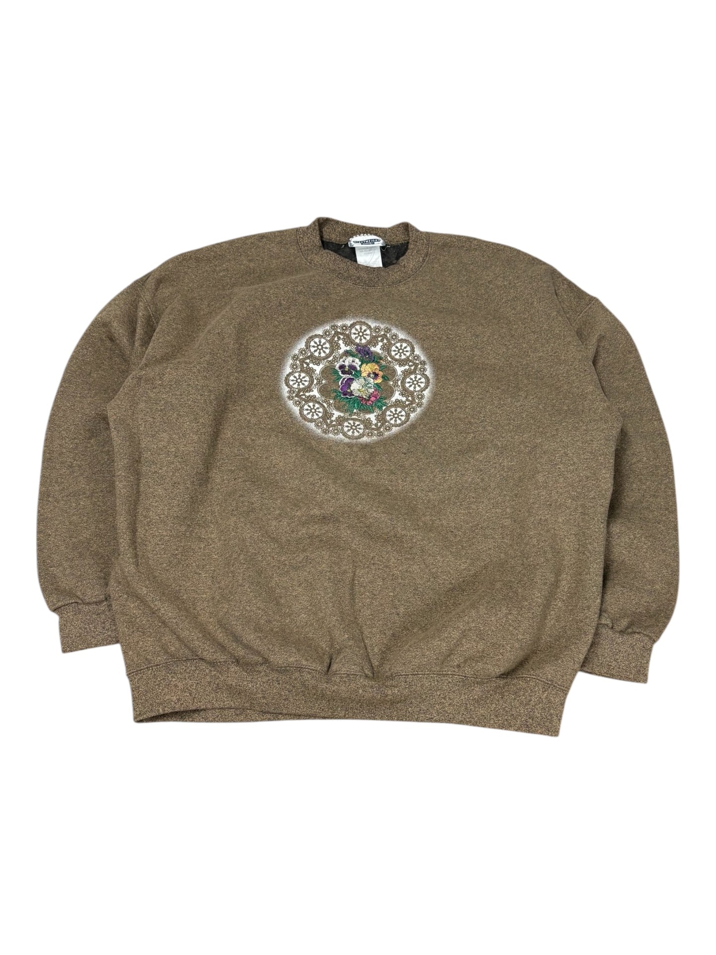 Vintage Embroidered Flower Crewneck