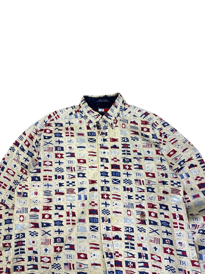 Vintage 90s Tommy Sailing Gear AOP Button Up