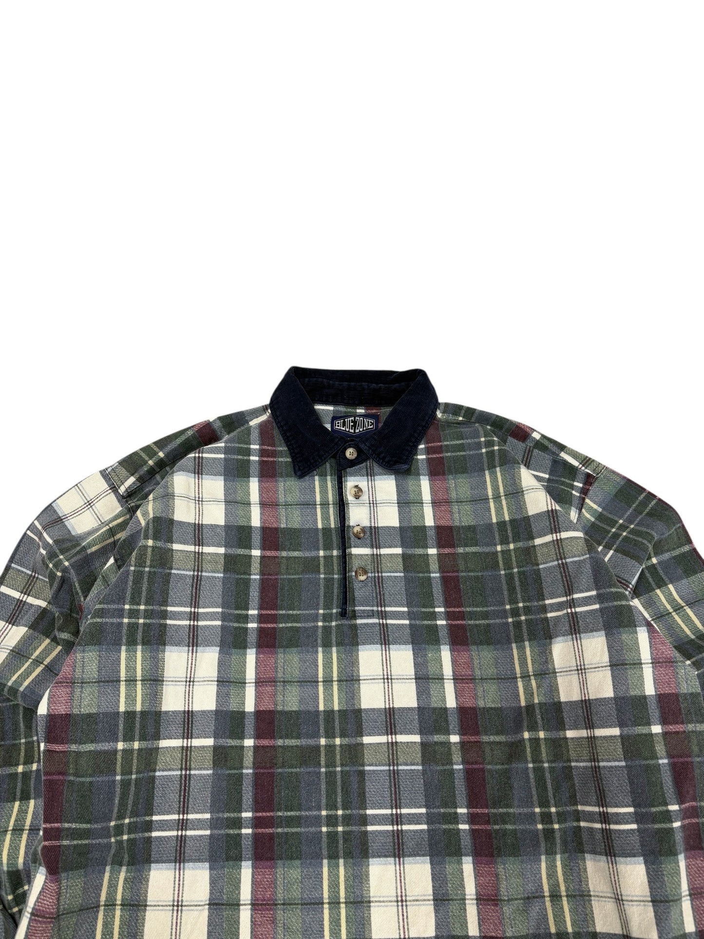 Vintage Bluezone Plaid Henley Longsleeve