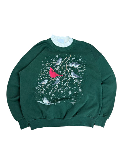 Vintage Morning Sun Cardinals and other Birds Crewneck