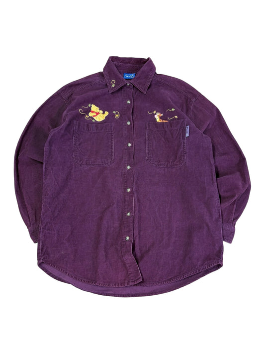 Vintage Cord Winnie The Pooh Embroidered Button Up