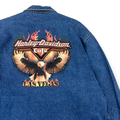 Vintage Harley Davidson Cafe Denim Jacket Size XL