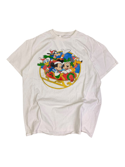 Vintage Mickey & Co in a Sled Xmas T-shirt