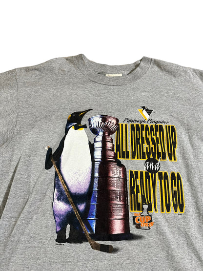 Vintage Pittsburgh Penguins "All Dressed Up & Ready to Go" T-Shirt Size XL