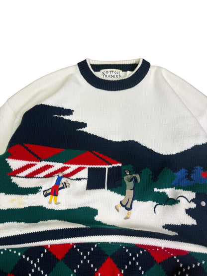 Vintage Cotton Trades Golf AOP Sweater (As Is)