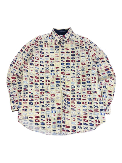 Vintage 90s Tommy Sailing Gear AOP Button Up
