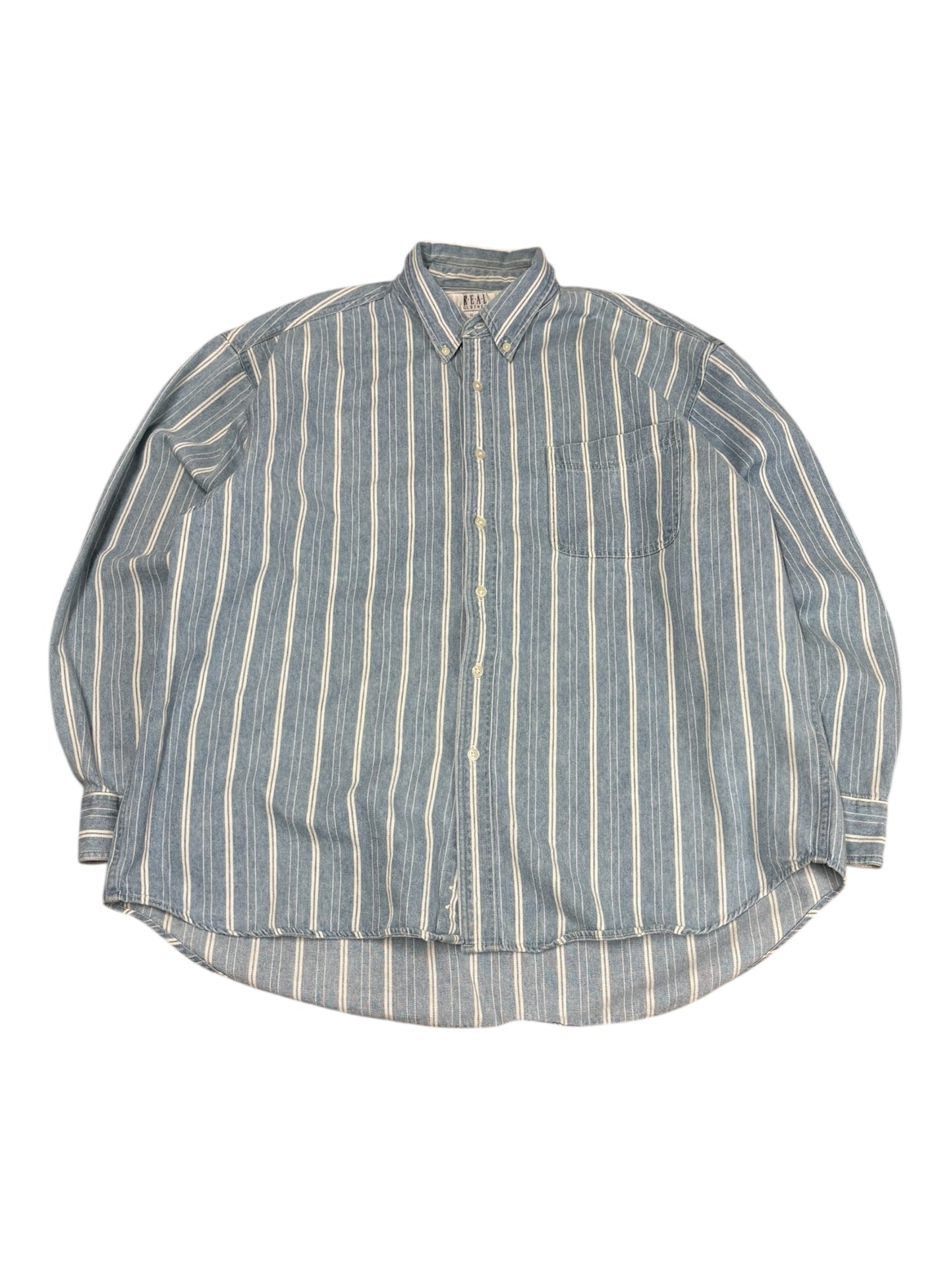 Vintage 90s R.E.A.L Denim Striped Button Up