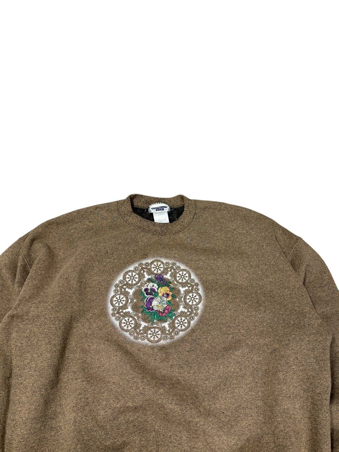 Vintage Embroidered Flower Crewneck