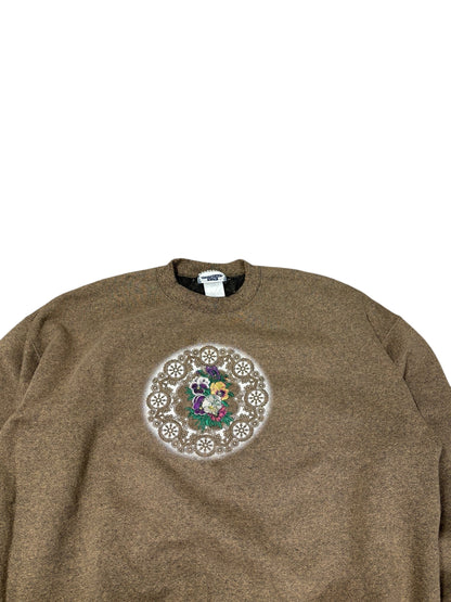 Vintage Embroidered Flower Crewneck