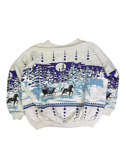 Vintage Winter Horsesled Puffprint Crewneck