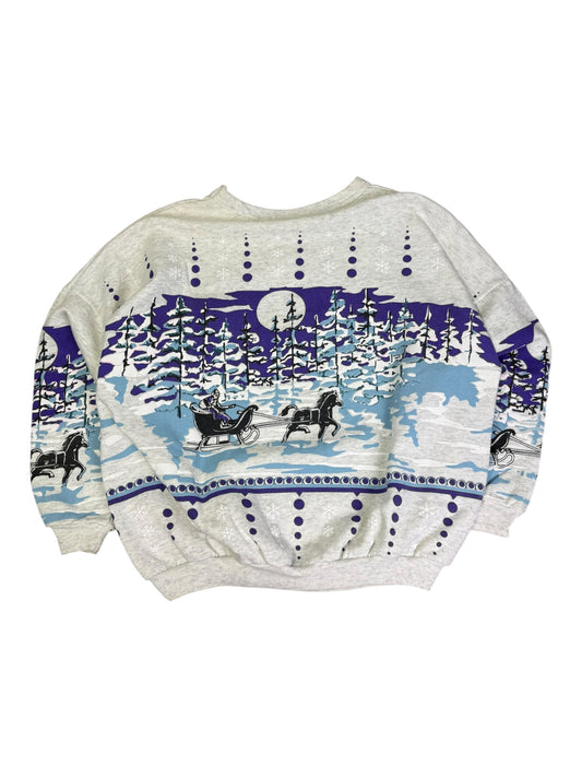 Vintage Winter Horsesled Puffprint Crewneck