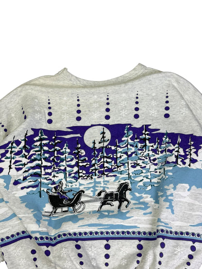 Vintage Winter Horsesled Puffprint Crewneck