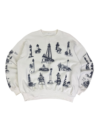 Vintage Sanibel Lighthouse AOP Crewneck (As Is)