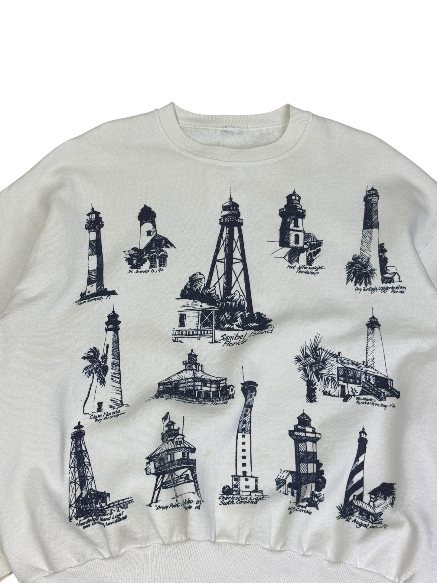 Vintage Sanibel Lighthouse AOP Crewneck (As Is)