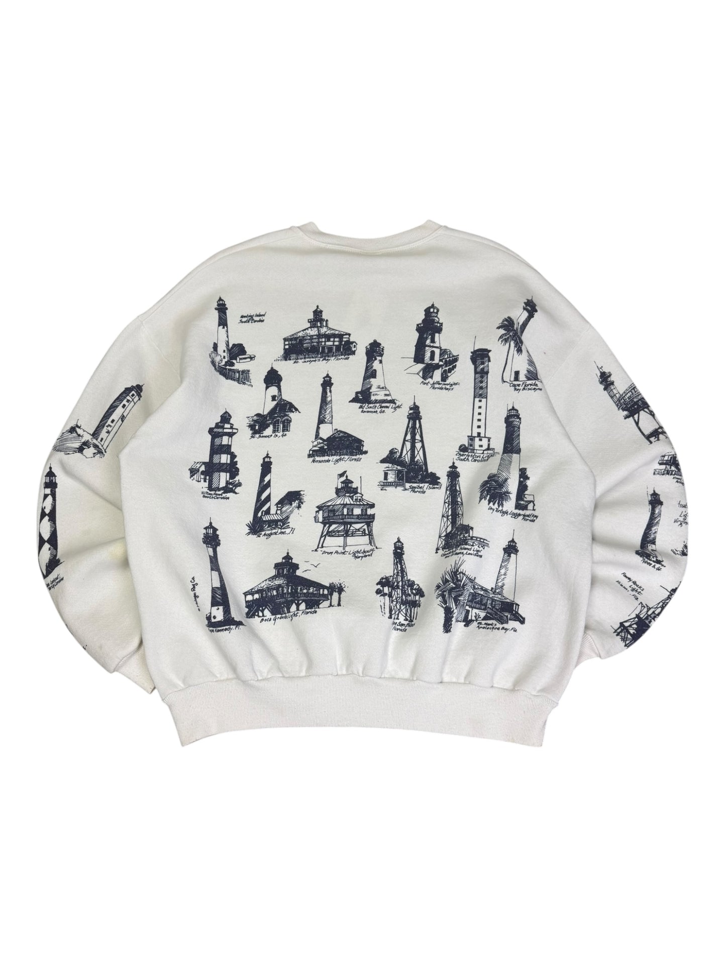 Vintage Sanibel Lighthouse AOP Crewneck (As Is)