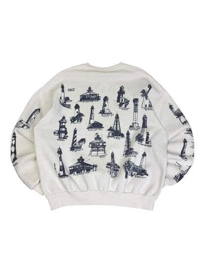 Vintage Sanibel Lighthouse AOP Crewneck (As Is)