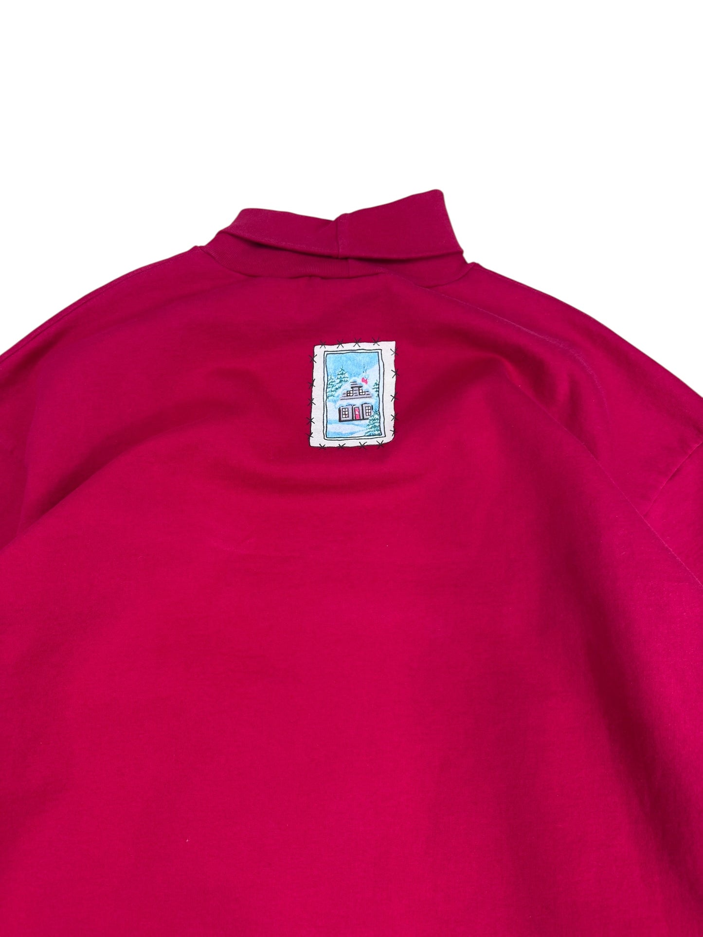 Vintage Christmas Postcard Turtleneck Crewneck