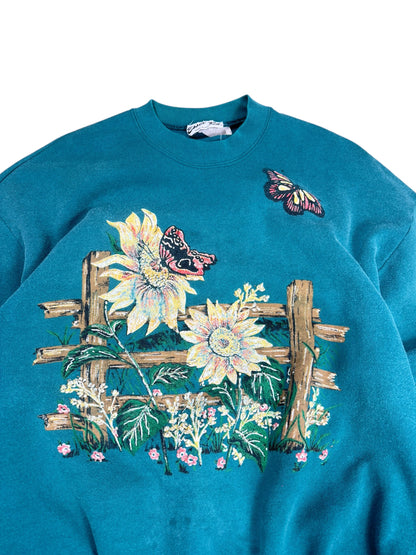 Vintage Sunflower Butterfly Crewneck