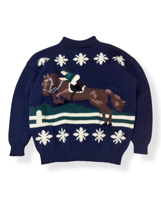 Vintage Cavalier Horse Racing Knit Sweater