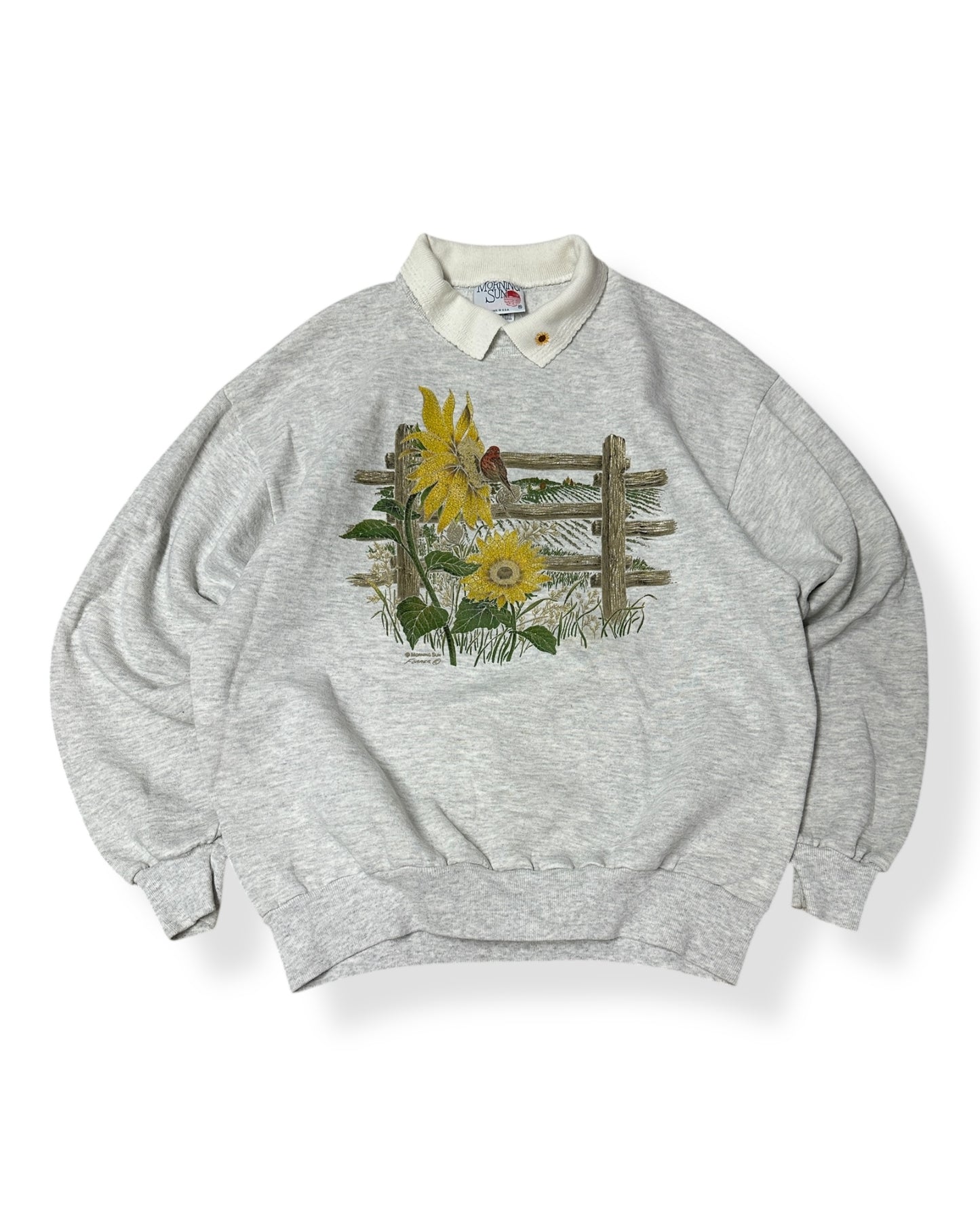 Vintage Sunflower Collared Crewneck