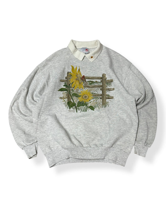 Vintage Sunflower Collared Crewneck