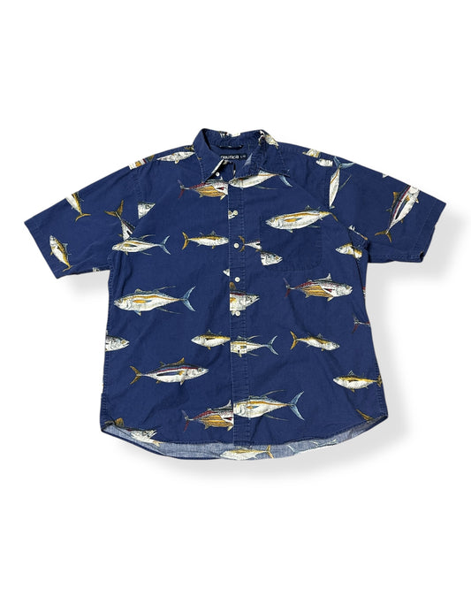 Vintage Nautica Fish AOP Button Up