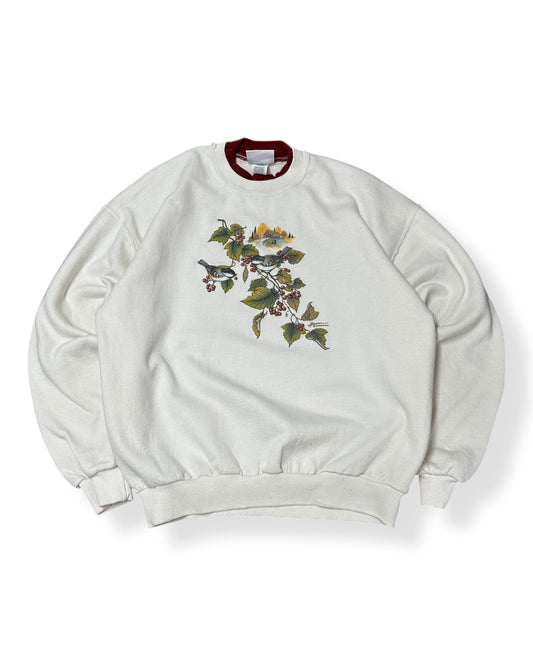 Vintage Flower Bird Crewneck