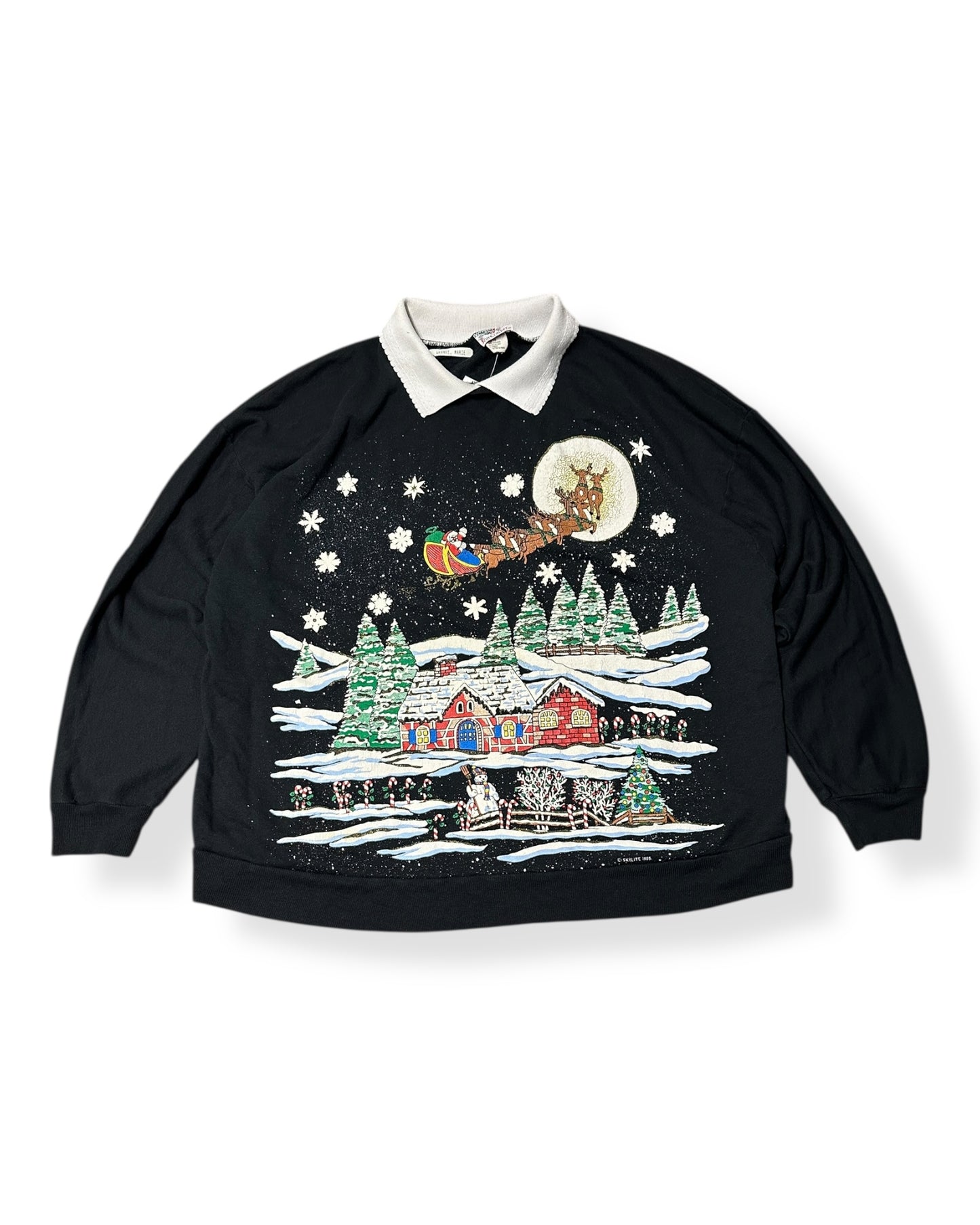 Vintage Christmas Winter Collared Crewneck