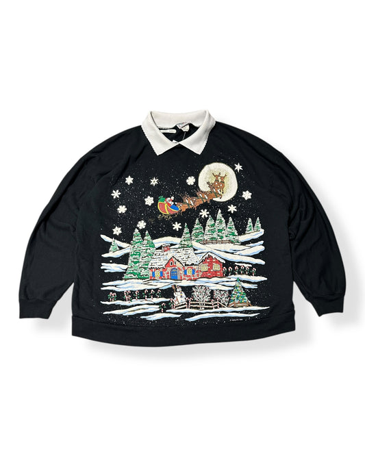 Vintage Christmas Winter Collared Crewneck
