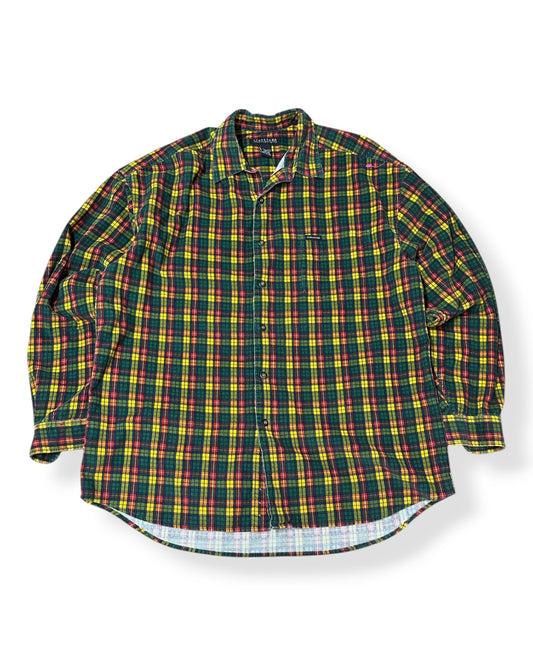 Vintage Structure Corduroy Plaid Button Up