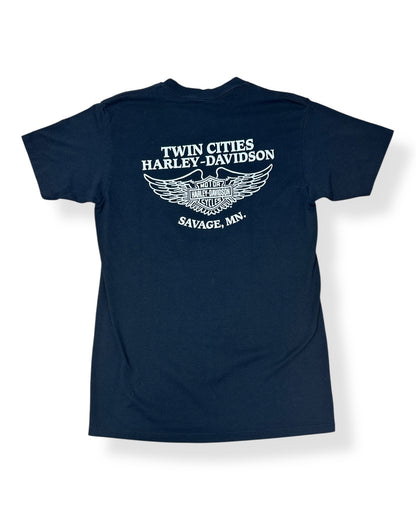 1980s Harley 3D Emblem "Good Guys Wear Black" Harley T-shirt