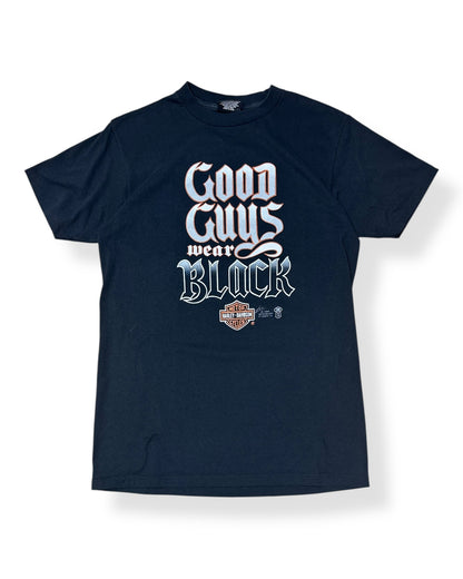 1980s Harley 3D Emblem "Good Guys Wear Black" Harley T-shirt