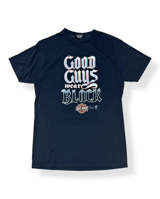 1980s Harley 3D Emblem "Good Guys Wear Black" Harley T-shirt