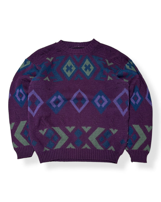 Vintage Knit Diamond Pattern Sweater